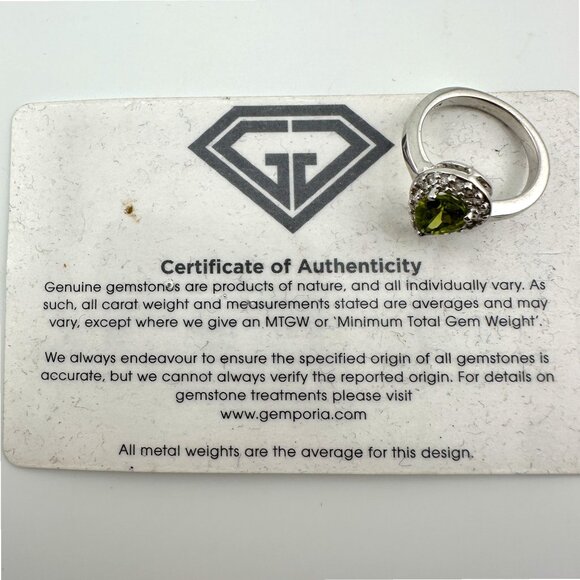 Annabella Peridot & White Topaz Ring 925 Sterling Silver Cert of Authenticity - Picture 6 of 12